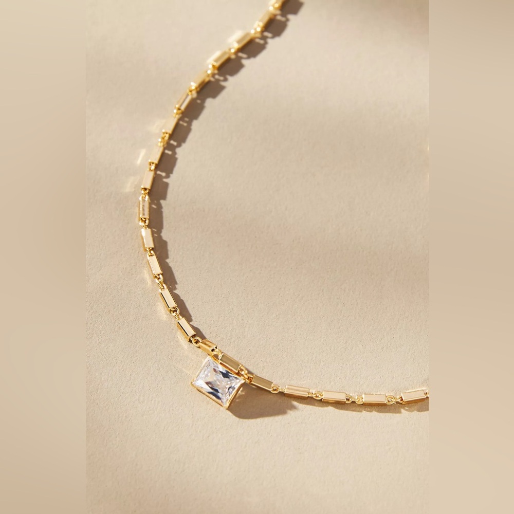 Anthropologie Crystal Ribbed Necklace
